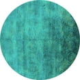 thumbnail image 1 of Ahgly Company Machine Washable Indoor Round Oriental Turquoise Blue Industrial Area Rugs, 7' Round, 1 of 4