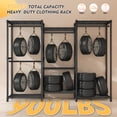 thumbnail image 4 of Exenoray 3-Section Closet Organizer System with Hanging Rod & 7 Wire Shelves, Heavy Duty Metal Wardrobe Rack, 900 lbs Capacity, 68.9" W x 15.7" D x 76.7" H, Black, 4 of 8