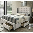 thumbnail image 1 of DG Casa Savoy Tufted Upholstered Wingback Panel Storage Bed Frame, King Size in Beige Fabric, 1 of 6
