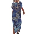 thumbnail image 2 of SMihono Robe Maxi Bohème d'Été pour Femmes Grande Taille Robe Maxi pour Femmes Plage Vacances Décontractée Ample Longue Robe Manches Courtes Robes d'Été avec Fente Robe Évasée de Plage, 2 of 5