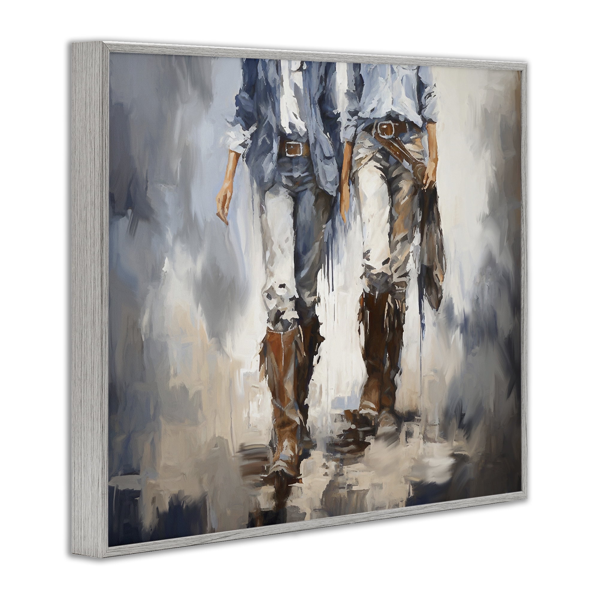 Stupell Industries Romantic Cowboy Boots Novelty Painting Gray Framed Art Print Wall Art, 20 x 16