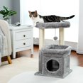 thumbnail image 3 of Cat Tree Tower for Indoor Cats with Private Cozy Cat Condo Natural Sisal Scratching Posts and Plush Pom-pom for Small Cats ShopWise Round, 3 of 8