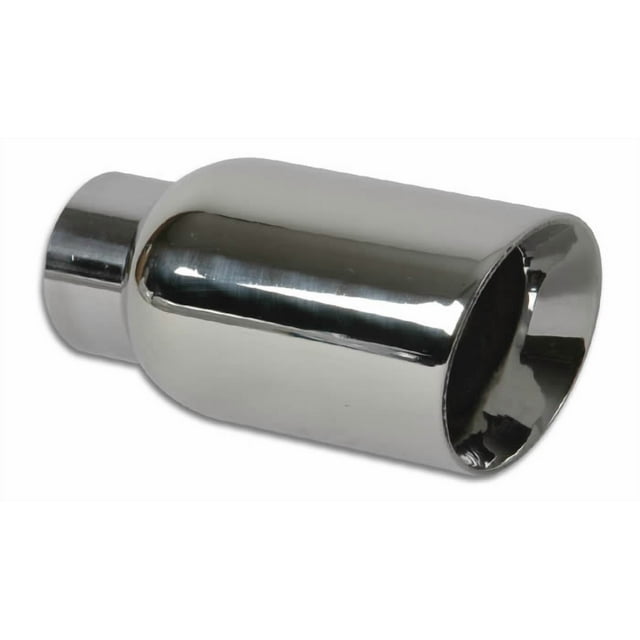 Vibrant Performance Exhaust Tail Pipe Tip 1207 2-1/4 Inch Inlet; 4 Inch Outlet; Stainless Steel; Round; Angle Cut; Beveled Edge; 7-3/4 Inch Length
