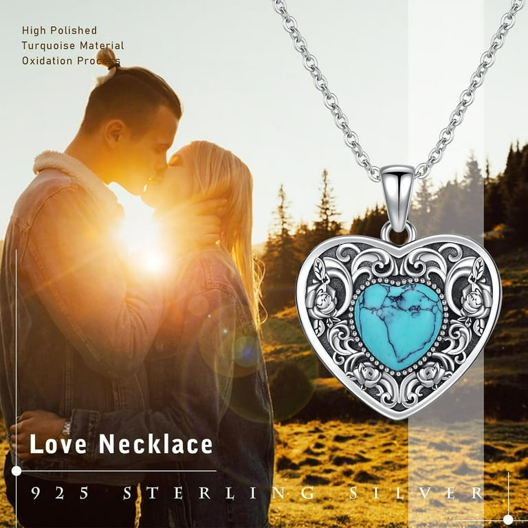 I Love You to The Moon and Back Necklace 925 Sterling Silver Sun Necklace Jewelry Gifts for Women Girl 21 Heart Turquoise 02 Heart opal Walmart