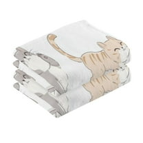 2 Pcs Absorbent Face Towel Bath Hand Towels Soft Breathable Cotton Towel Set for Bathroom Kitchen Hotel Spa Decor Cute Cat Characters
