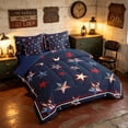 thumbnail image 2 of Manfei 3D Star Print King Bedding, Patriotic American Flag King Bed in a Bag, Red White Blue Navy, Navy Reversible 7-Piece, 2 of 6