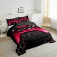 thumbnail image 3 of Manfei Neon Gamepad Bedding Sets Twin with Comforter,Modern Geometric Honeycomb Duvet Insert,Red Black Comforter Sets Twin Size For Boys Kids,Super Cozy Bedroom Decor Reversible,2pcs, 3 of 8