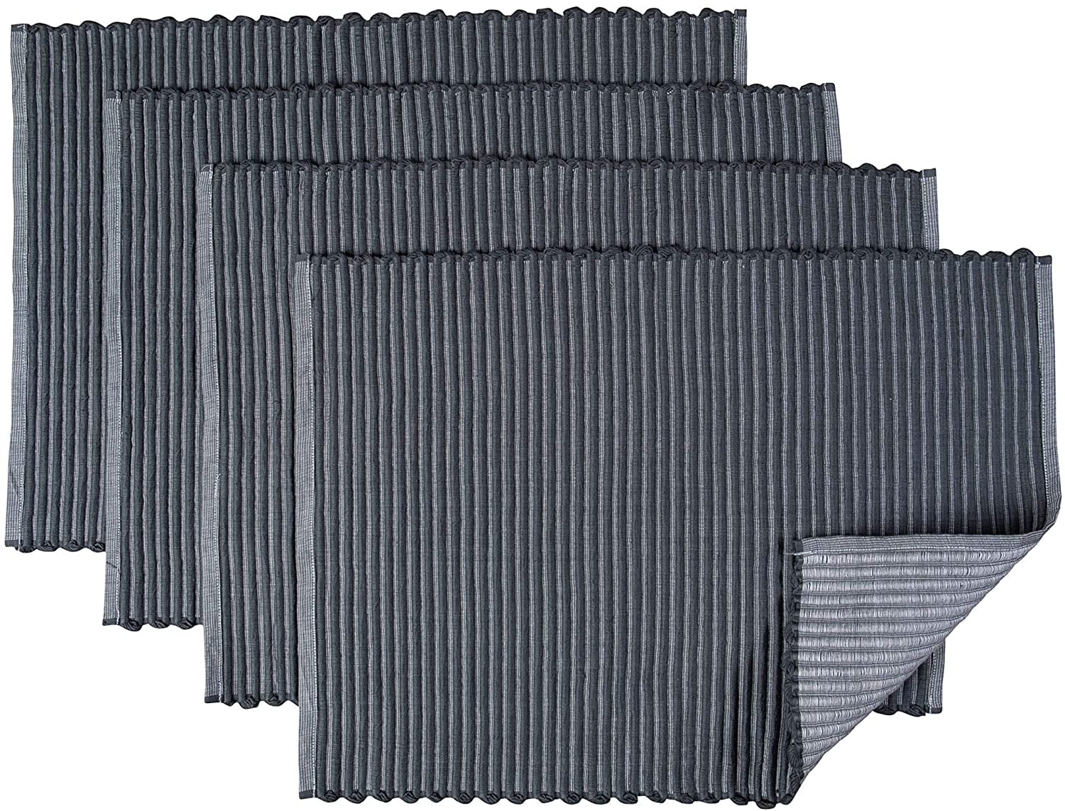 Cotton Ribbed Placemat Set for Kitchen or Dining Table, Basic
