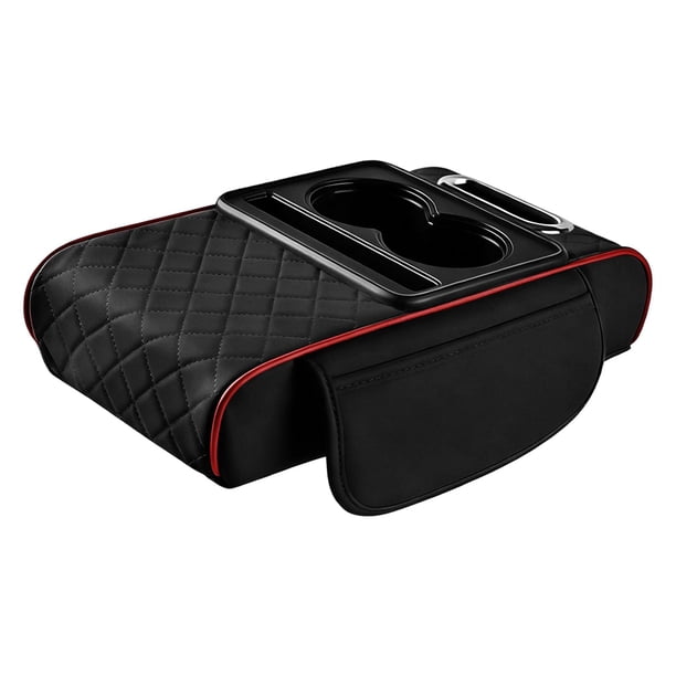 Almohadilla genérica para consola central de coche, cojín para reposabrazos de coche para SUV. Negro Rojo