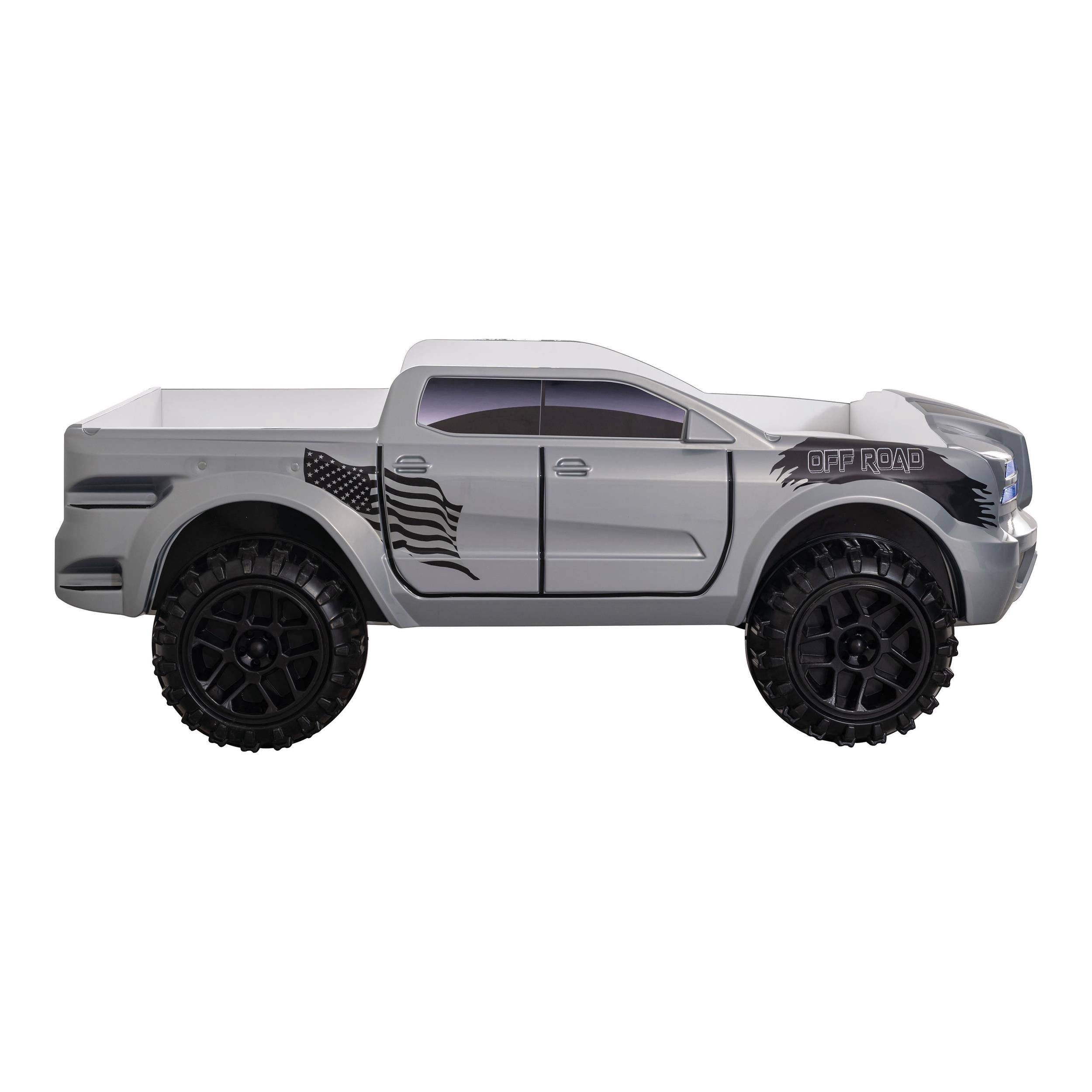 Furniture of America Spela Off-Road Truck Twin Wood Bed in Gray