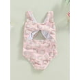 thumbnail image 4 of Bagilaanoe Toddler Baby Girls One-piece Swimwear Sleeveless Floral/Shell Print Hollow Bathing Suit 6M 9M 12M1 8M 24M 3T Kids Summer Beachwear, 4 of 8