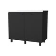 thumbnail image 5 of We Have Furniture Alexandria 2 Piece Kitchen Set, Wall Cabinet + Utility Sink, Black Wengue Finish, 5 of 5