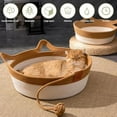 thumbnail image 4 of Stimulicat Cat Bed, Stimuli Cat Handwoven Basket, StimuliCat Cats Bed with Toy Tail, Foldable Scratchable Breathable Prevents Overheating for Cats (Beige-Gray,for 5.5-11.5 Ibs), 4 of 7