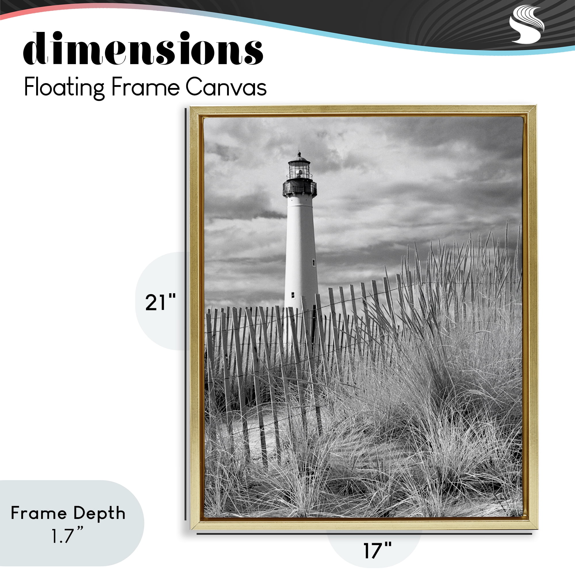 Stupell Industries Cape May Lighthouse View Gold Framed Floater Canvas Wall Art, design by MJ Photography