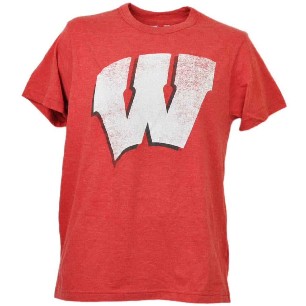 Tee Shirt University NCAA Wisconsin Badgers Distressed Logo Tshirt