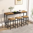 thumbnail image 2 of Mesa de comedor de cocina de diseño moderno, mesa de pub, mesa de comedor larga con 3 taburetes, diseño de taburete colgante conveniente, 2 of 5