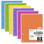 Mead Spiral Notebook 1 Subject College Ruled 8 x 10 12 6 Pack Bright Colors -