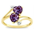 thumbnail image 2 of Star K � 6mm Simulated Alexandrite Two Double Hearts Bypass Promise Ring, 2 of 9