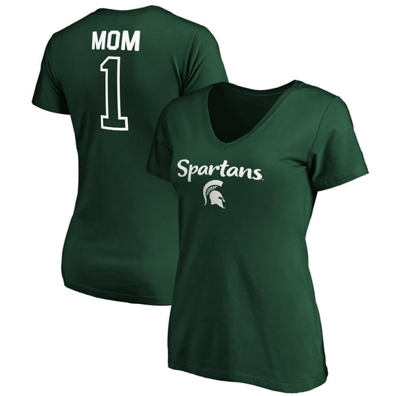 Women's Green Michigan State Spartans #1 Mom V-Neck T-Shirt