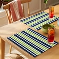 thumbnail image 4 of Navy Blue Green Striped Placemats Set of 6 Gradient Horizontal Lines Place Mats Indoor Wipeable Table Mats Washable Cloth Dining Table Placemats for Kitchen Holiday Party Home Decor 13x19 Inch, 4 of 9