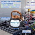 thumbnail image 4 of Tetera Foedo Stovetop de acero inoxidable, 3,2 L, silbante, color negro, 4 of 7