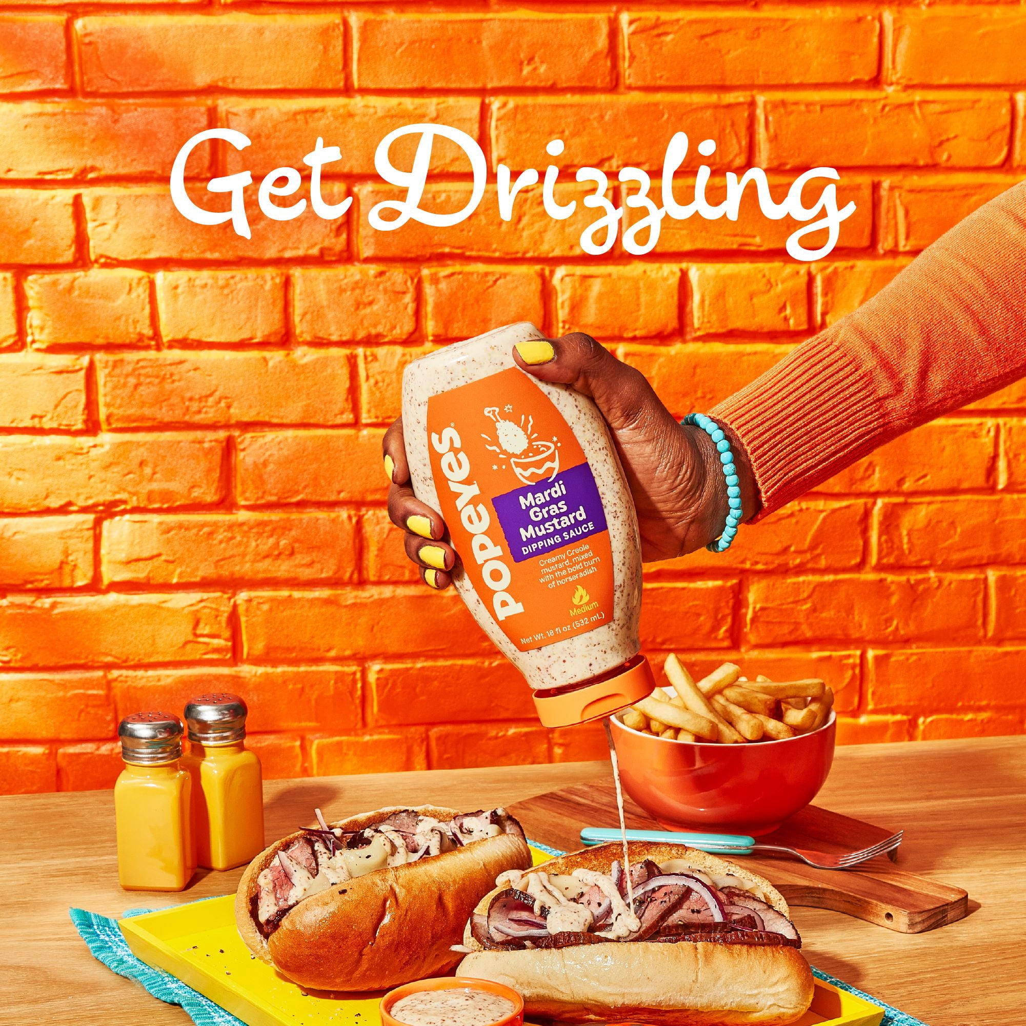 Popeyes Louisiana Kitchen Mardi Gras Mustard Dipping Sauce, 18 oz Bottle