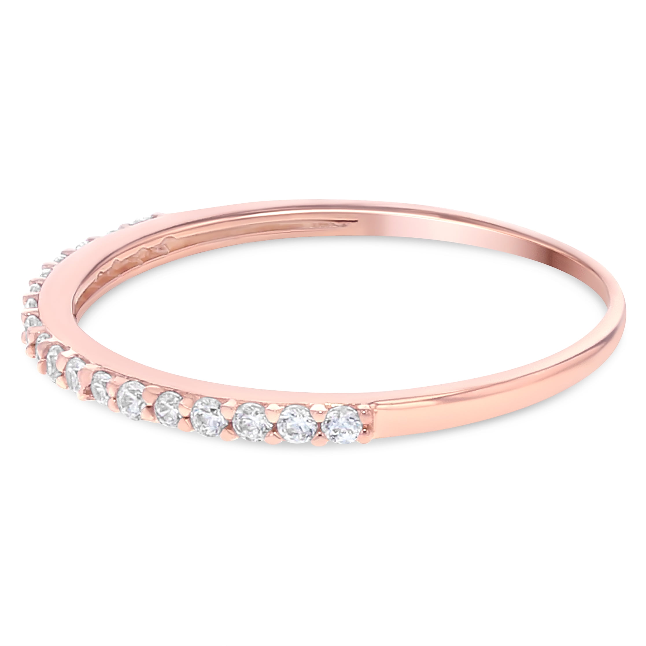 14K Rose Solid Gold 1.5MM CZ Half Eternity Womens Wedding Band IG-01-200-1392 Ioka