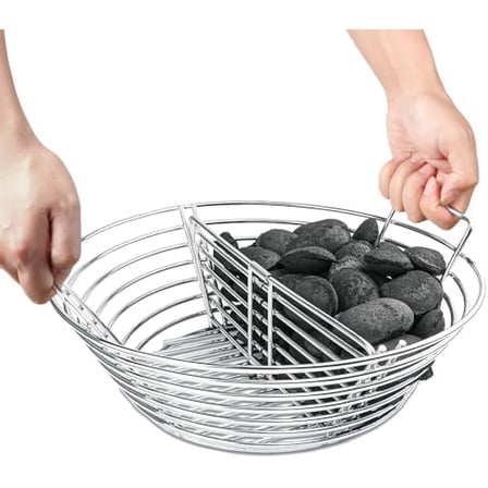 The Accessories for Big Green Egg, Ash Charcoal Basket for Large BGE, Parts for Big Green Egg, Stainless Steel Grill Ash Baskets for The Large(L) BGE and Kamado the Joe Classic(with Divider)$$