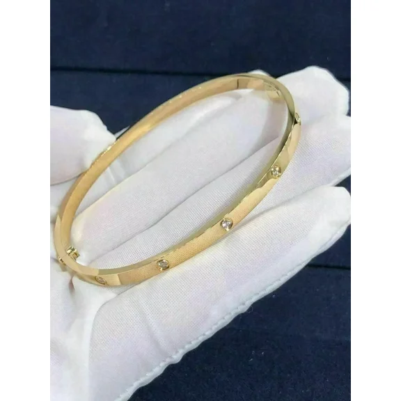 2.56 Ct Round Cut White Lab Created Diamond Women Bangles Bracelet 14K Yellow Gold Plated