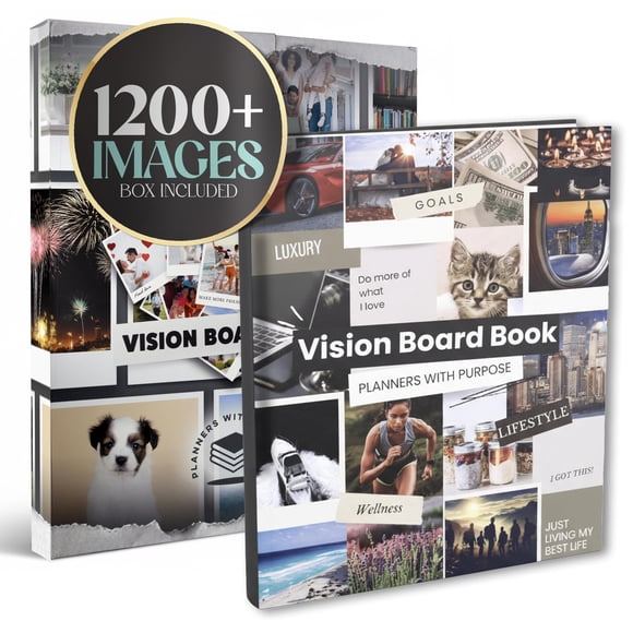Planificadores de libros Vision Board con propósito con más de 1200 imágenes y citas