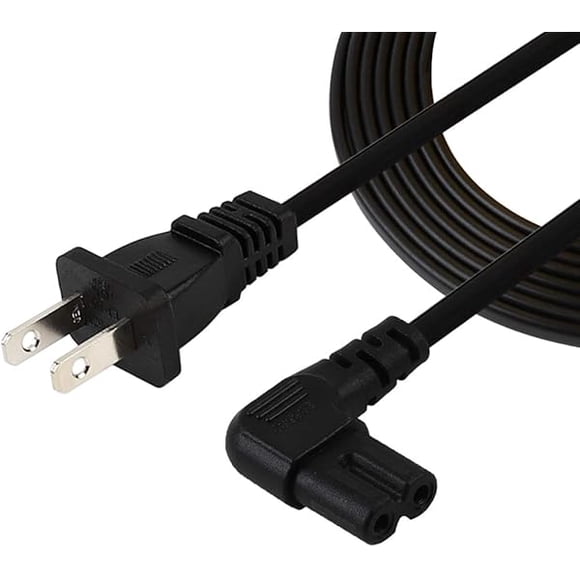 LujingZ TV Power Cord,6FT/1.8Meter Angled (L-Type Angle) IEC 320 C7 to Nema 1-15P AC Power Cord, NISPT-2 18AWG Replacement AC Cord for Samsung LG Sharp JVC Roku LCD LED TV etc