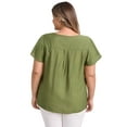thumbnail image 3 of DARING DIVA Women's Plus Crew Neck Ruffle Casual Blouse 4X Olive Green, 3 of 5