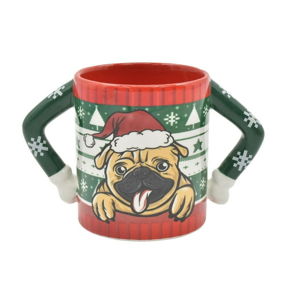 HOLIDAY TIME PUG DESIGN UGLY SWEATER MUG