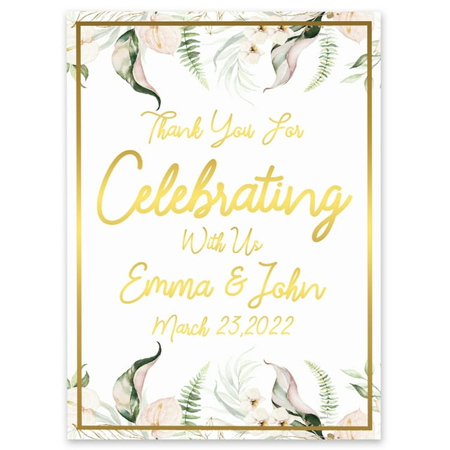 Darling Souvenir MADE WITH LOVE Custom Thank You For Celebrating With UsTropical LeavesWelcomeSignIdeal For Celebration - 18x12