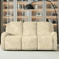 thumbnail image 2 of ZIATUBLES Recliner Cover for 3 Cushion Reclining Sofa, 8 PCS Stretch Recliner Couch Covers with Storage Pockets, Soft Fitted Furniture Protector for Living Room Decor, Beige Spider Web, 2 of 9