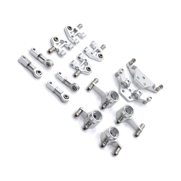 Vogacara Juego de copas de buje de dirección de torre de choque de brazo para 1/28 Wltoys K969 accesorios de actualización de aleación de Kits de construcción modelo plata
