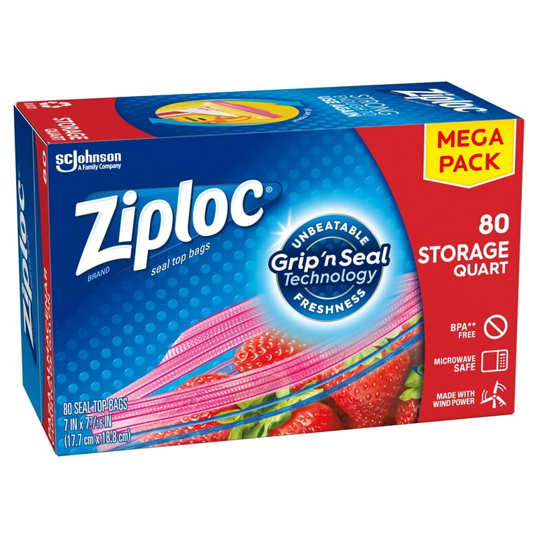 Ziploc® Quart Storage Bags with Stay Open Technology, 80 ct - Harris Teeter