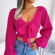 thumbnail image 5 of Puntoco Suéter Moda Mujer Manga De Invierno Blusa Sólida Cuello En V Lazo Suéter Tops Liquidación De Navidad Puntoco Puntoco-5100, 5 of 8