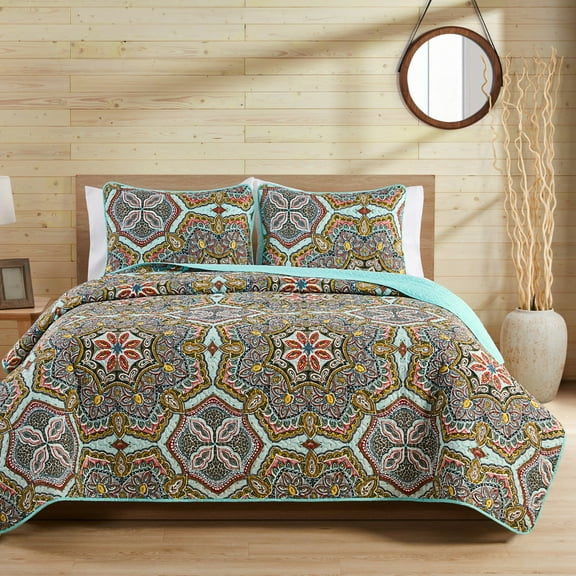 VCNY Home Yara 3-Piece Multicolor Medallion Quilt Set, Full/Queen, Adult, Unisex