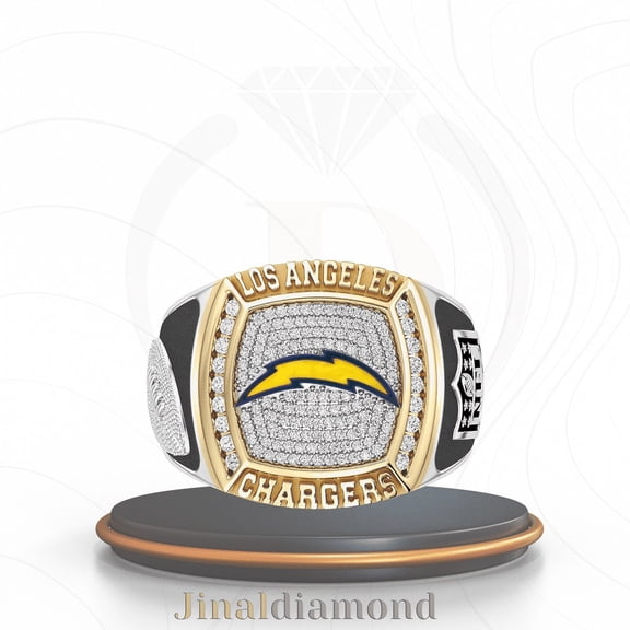Jinaldaimound #LosAngelesChargers 1/2 CTTW Diamond Two-Tone Yellow Gold and Sterling Silver Ring