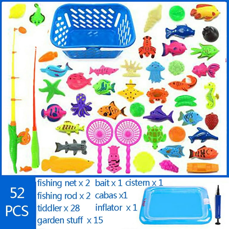 Baby Bath Toys Baby Fishing Toys Children's Fishing Toys Pool Set Fishing  52 Pieces Set + Pool (Send Pump) 