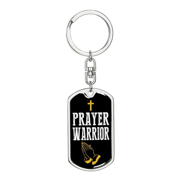 Prayer Warrior Luke 21:36 Keychain Stainless Steel or 18k Gold