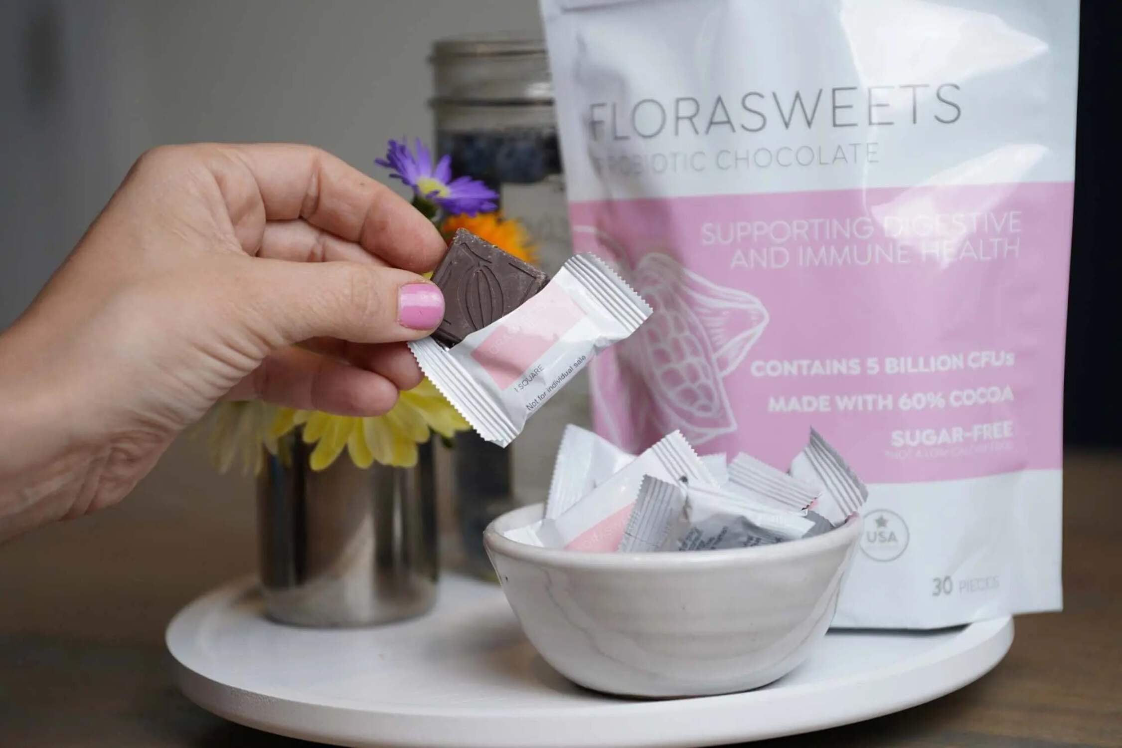 Florasweets Probiotic Chocolate 5 Billion CFU - Revival Point - 3 Bags - Gut Health