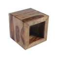 thumbnail image 3 of Cube Shape Rosewood Side Table With Cutout Bottom, Brown, 3 of 7