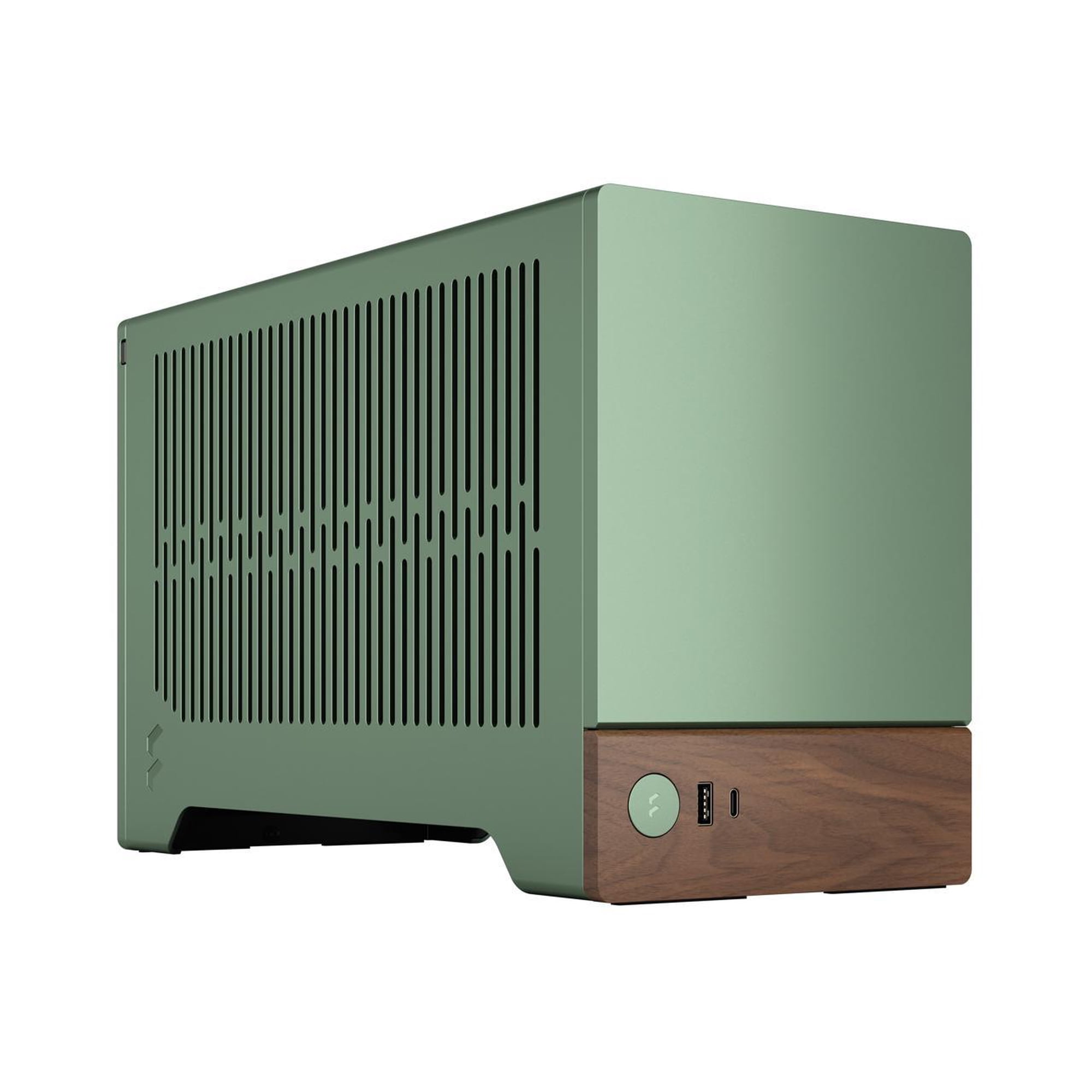Fractal Design Terra Jade Mini-ITX SFF PC Case with PCIe 4.0 Riser, Anodized Aluminum and Walnut