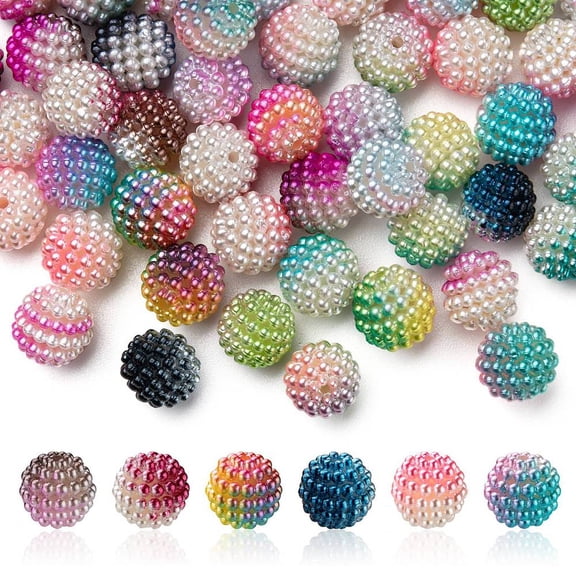 1 Bag Imitation Pearl Acrylic Beads Berry Beads Combined Beads Round Mixed Color 12mm Hole: 1.4~1.5mm 50pcs/bag
