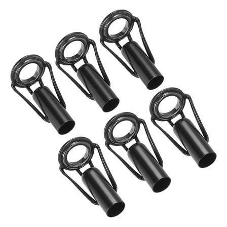 Uxcell Fishing Rod Tips Repair Kit 5.5mm/6mm Tube Dia, 6 Pcs Stainless Steel Ring Guide for Fishing, Black