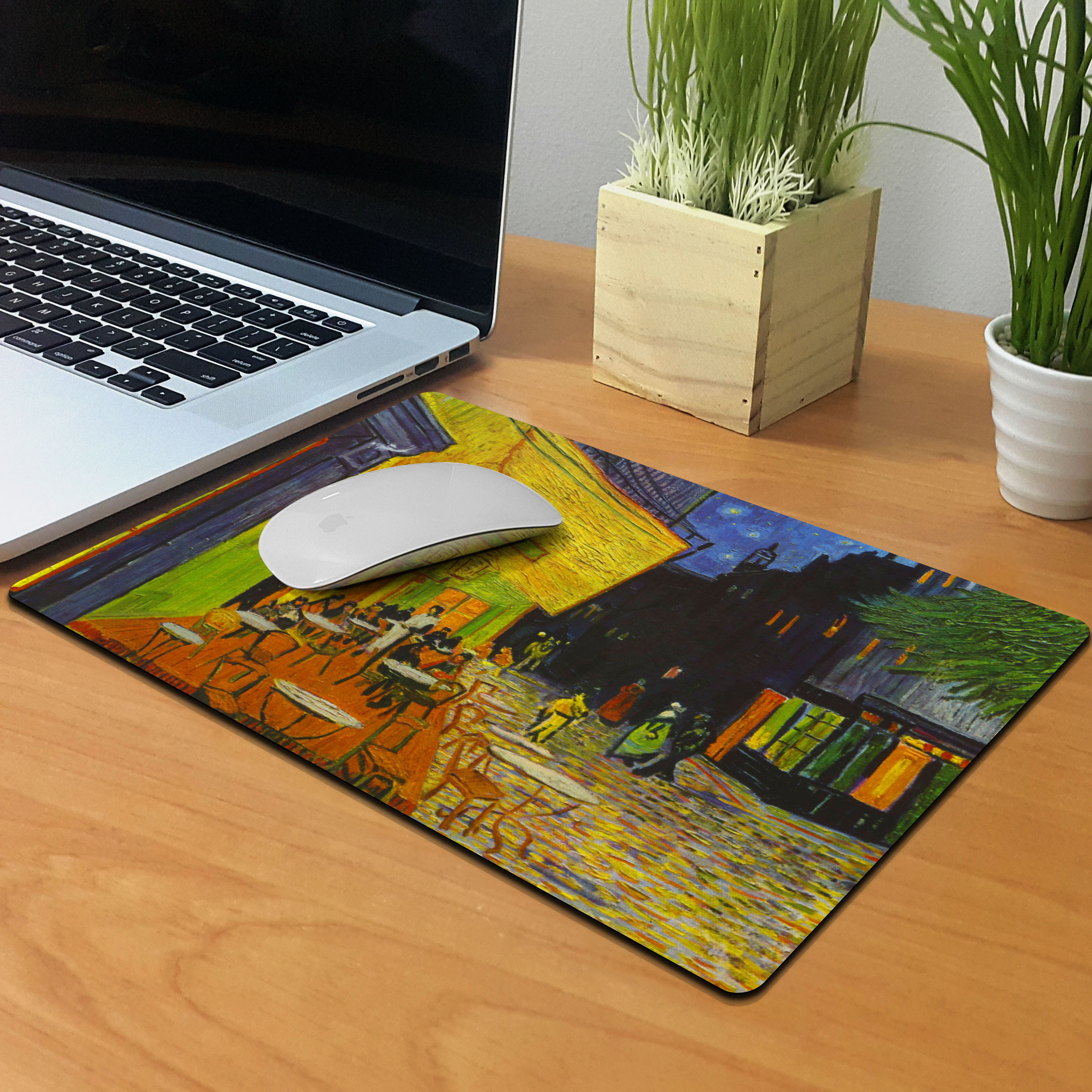FINCIBO Super Size Rectangle Mouse Pad, Non-Slip X-Large Mouse Pad for Home, Office, and Gaming Desk, Cafe Terrace At Night Van Gogh - image 4 of 5