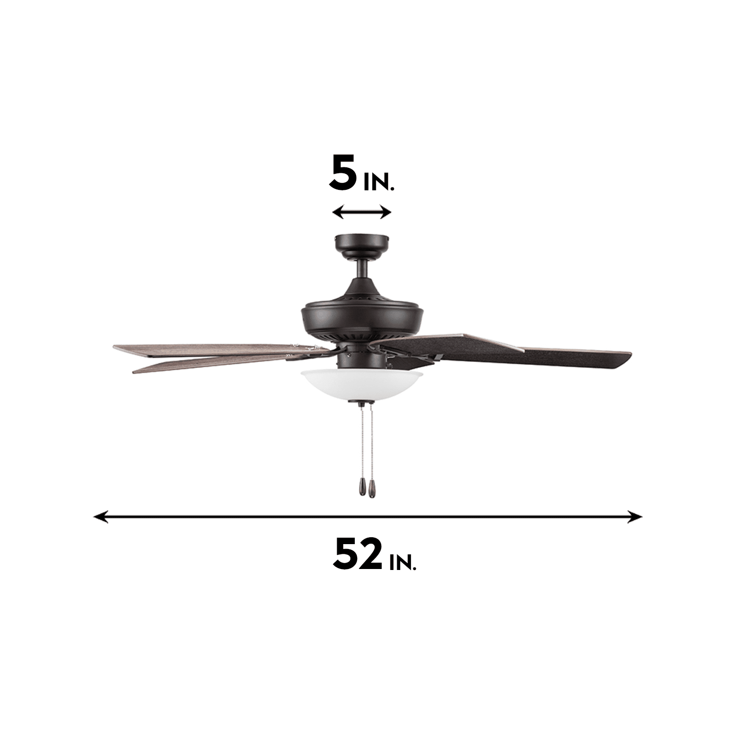 Prominence Home Montlake 52'' Bronze Ceiling Fan Bowl Light Kit with Pull Chains Reversible Airflow