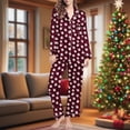thumbnail image 2 of Tnhcen Women's Christmas Pajama Sets 2-Piece Plus Size Sleepwear Long Sleeve Button-Down Shirt & Lounge Pants Holiday Pajamas for Women Comfortable Home Outfit S-2XL, 2 of 7